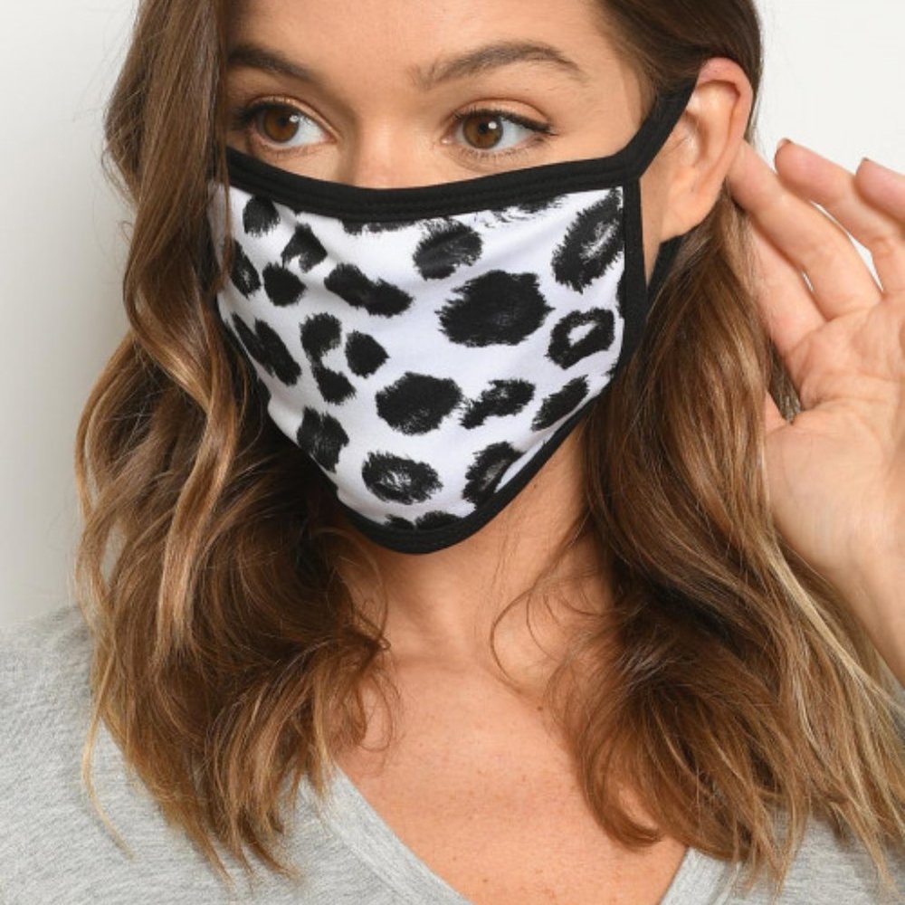 2 for $30. Black & white leopard print mask - Picture 2 of 11